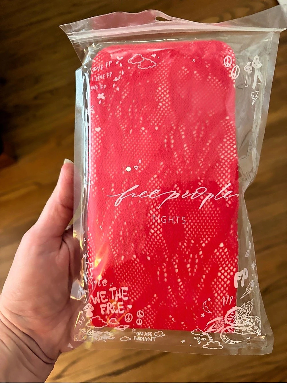 free people Lace Tights in Red Size Medium/Large NWT